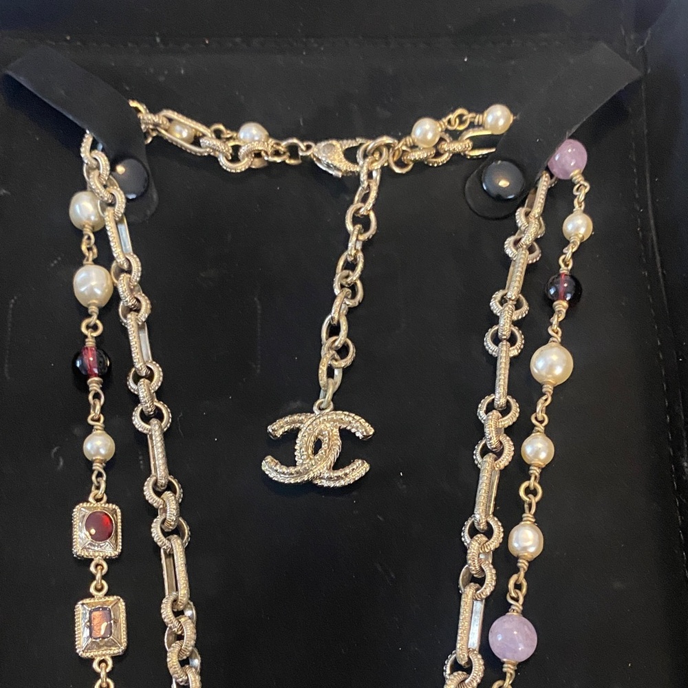 CHANEL Gold and Purple Cross Pendant Necklace - Picture 9 of 12